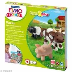 De gros 🎉 Kit Pâte Fimo Kids - Animaux De La Ferme - Niveau Facile 🌟