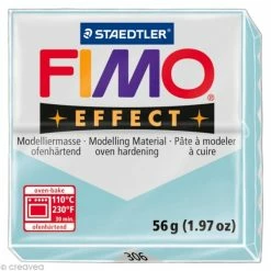 Sortie ⌛ Pâte Fimo Effect Bleu Glacier Quartz Pailleté Translucide 306 - 56 Gr ⌛